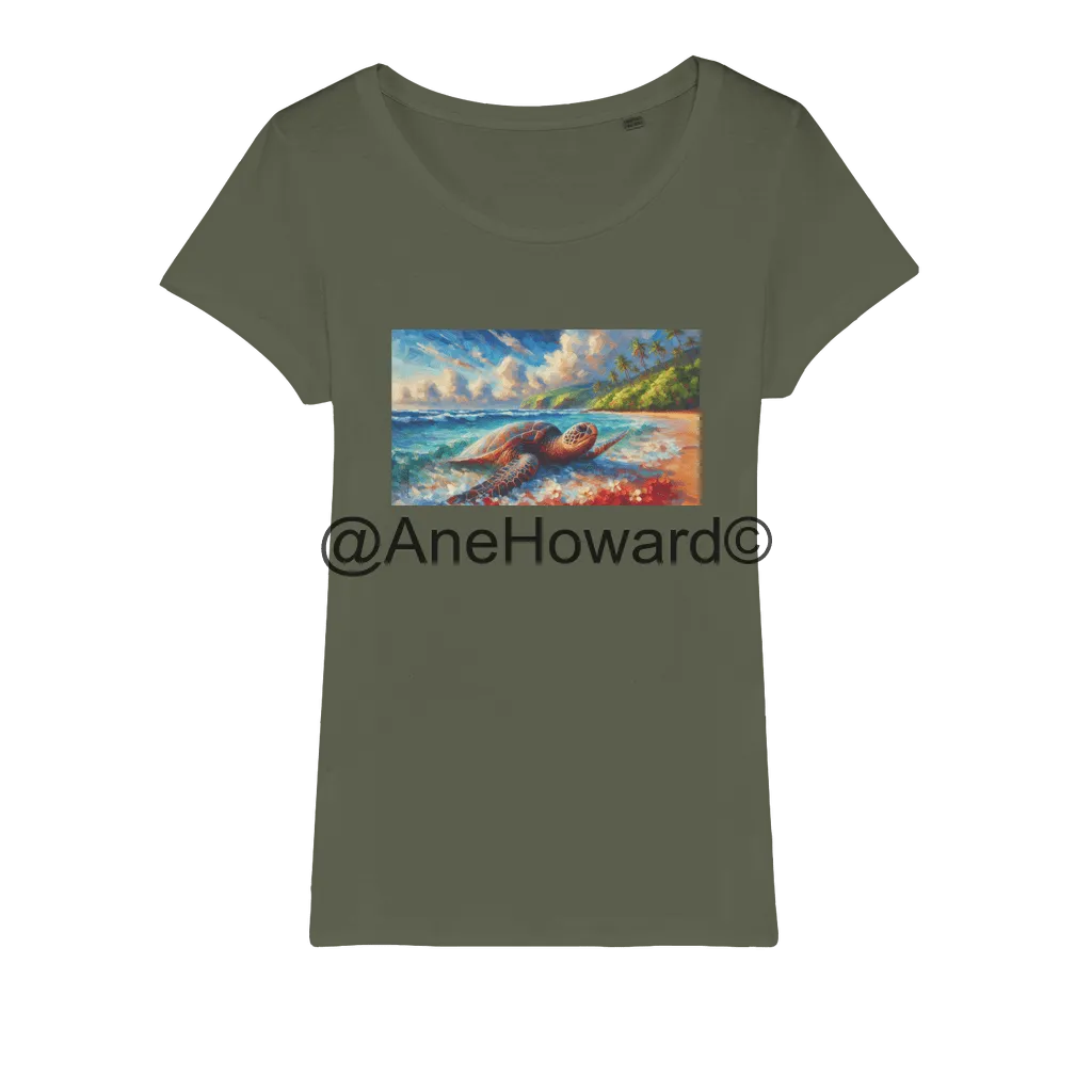 Aloha Sea Turtle Organic Cotton Jersey Womens T-Shirt