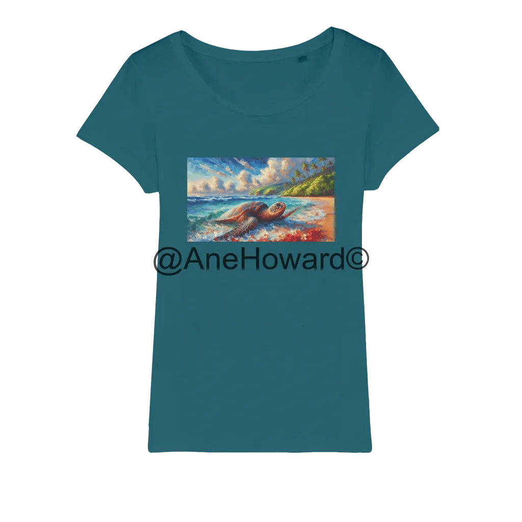 Aloha Sea Turtle Organic Cotton Jersey Womens T-Shirt