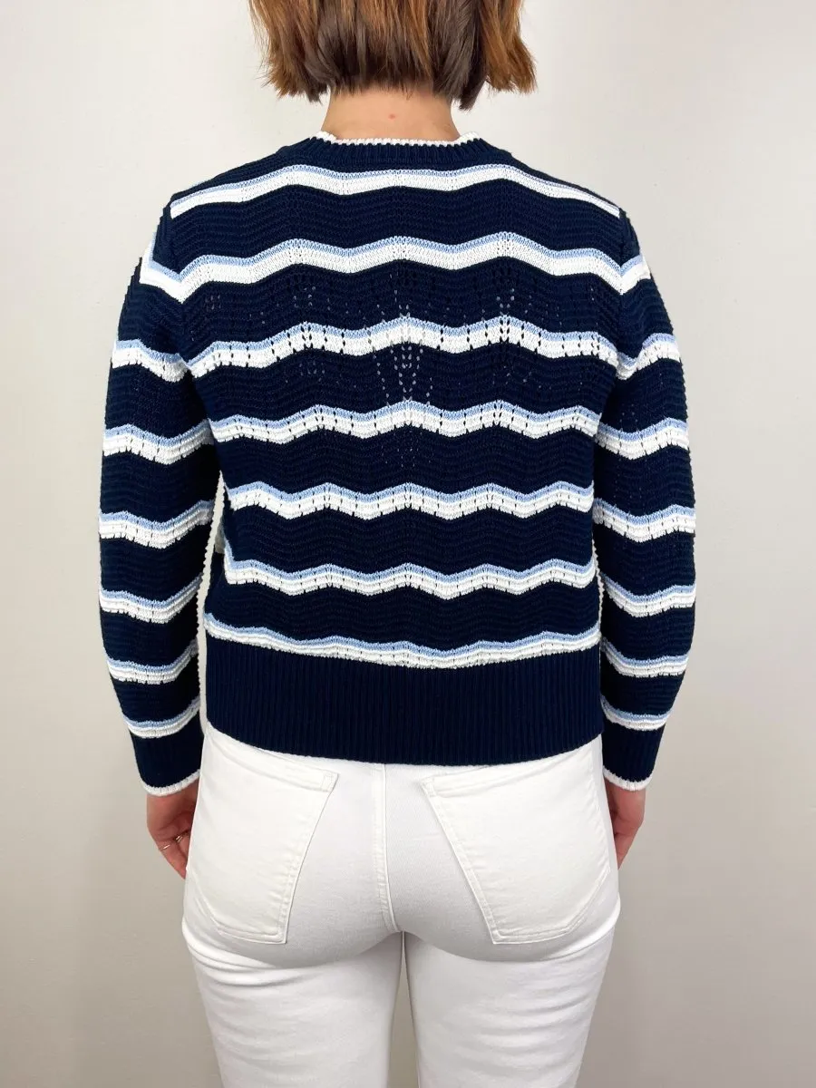 Ansonia Cardigan in Navy/Off-White/Bluebell