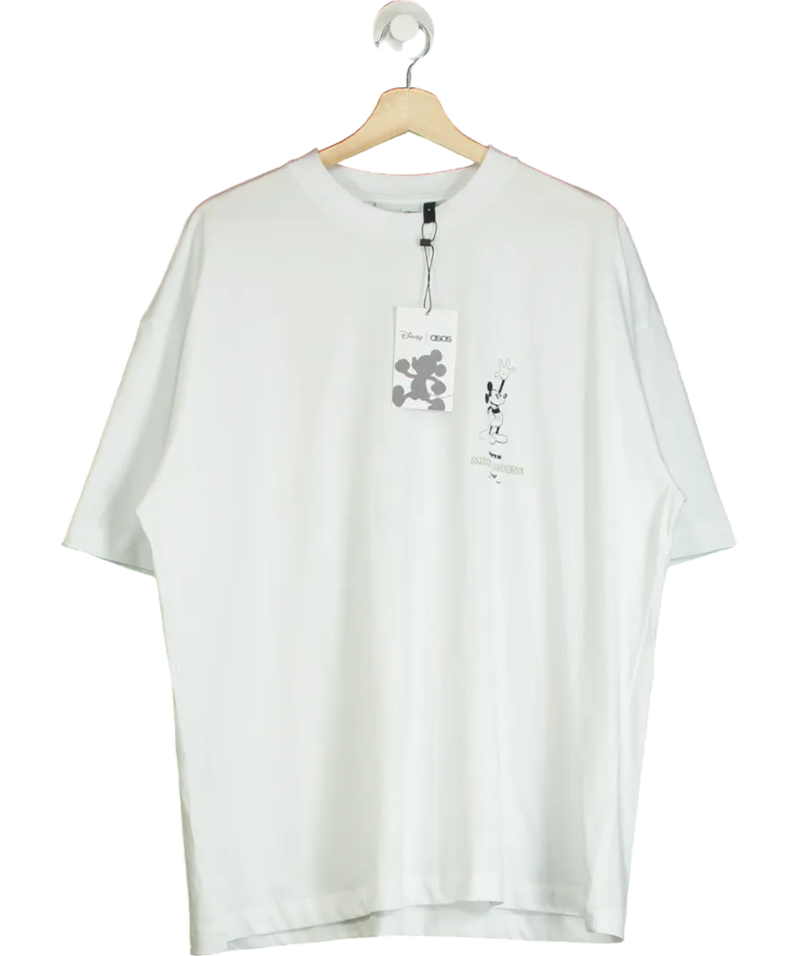 ASOS White X Disney Oversized T-shirt With Mickey And Friends Print UK M