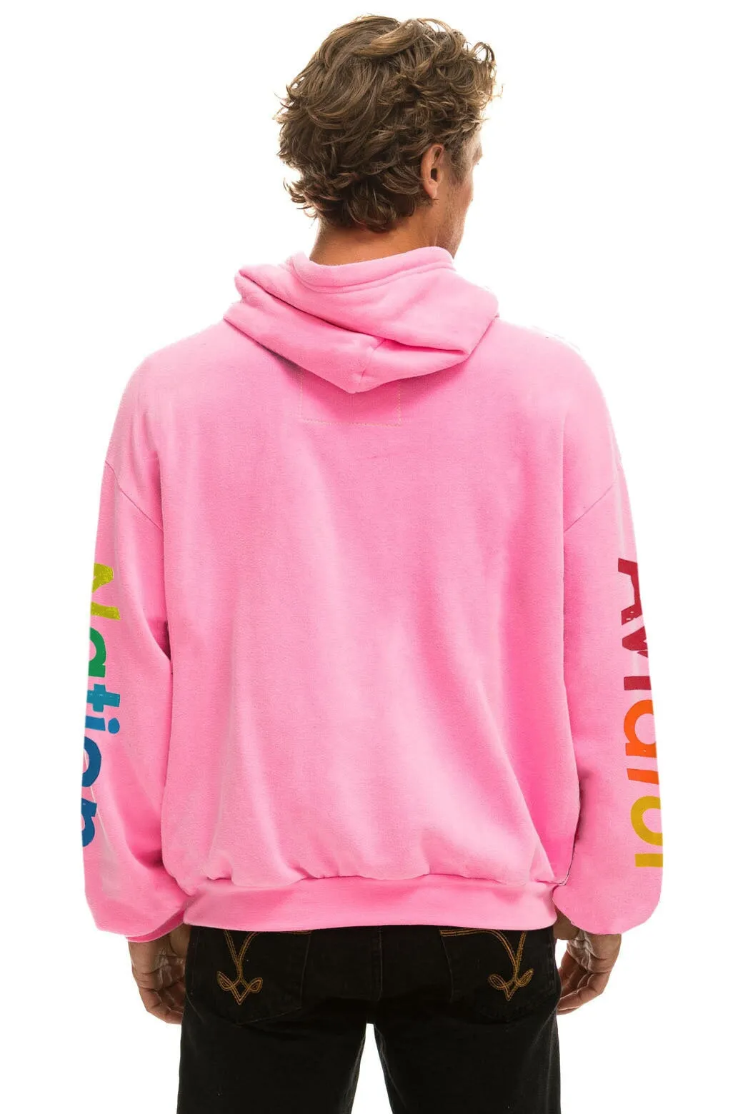 AVIATOR NATION HAIGHT ASHBURY RELAXED PULLOVER HOODIE - NEON PINK
