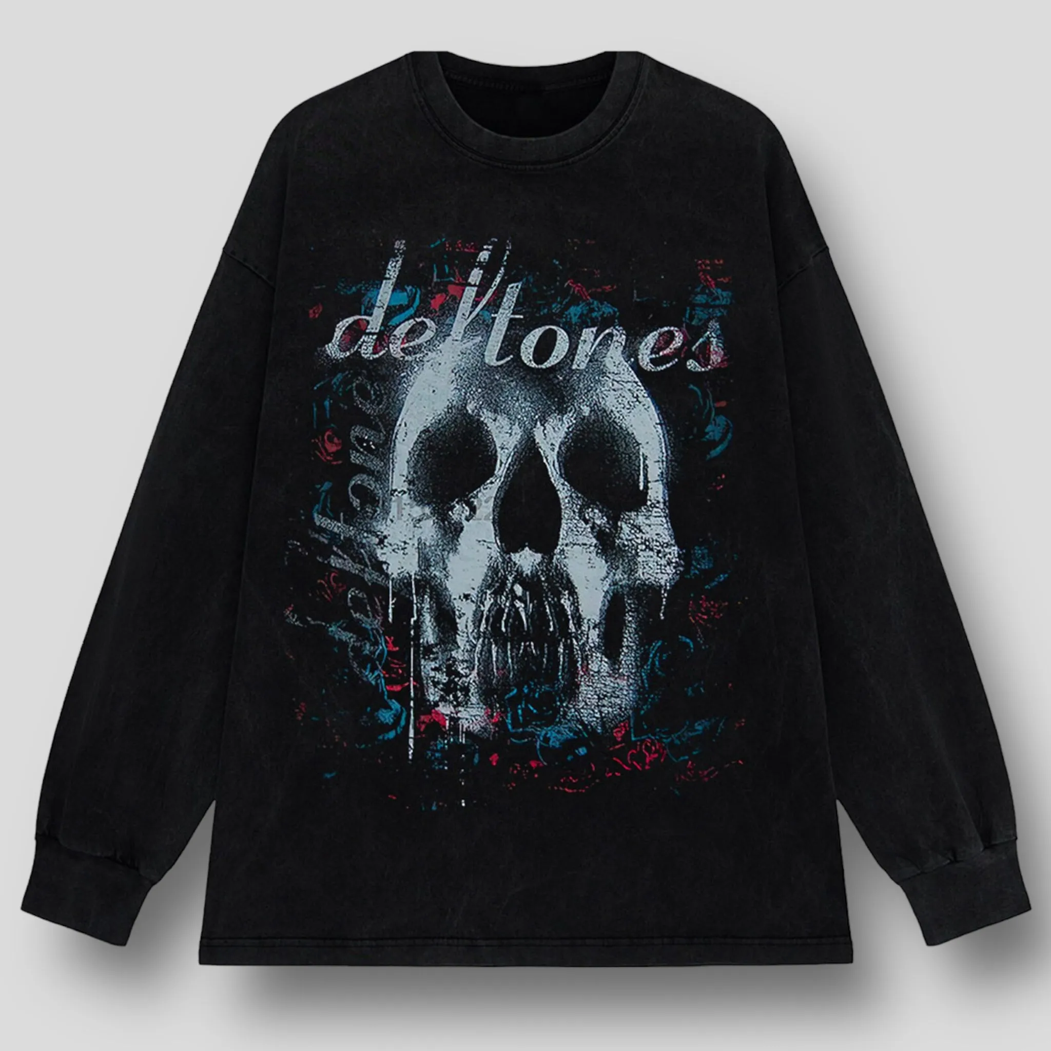 Azure Reverie: Oversized Gothic Graphic Tee