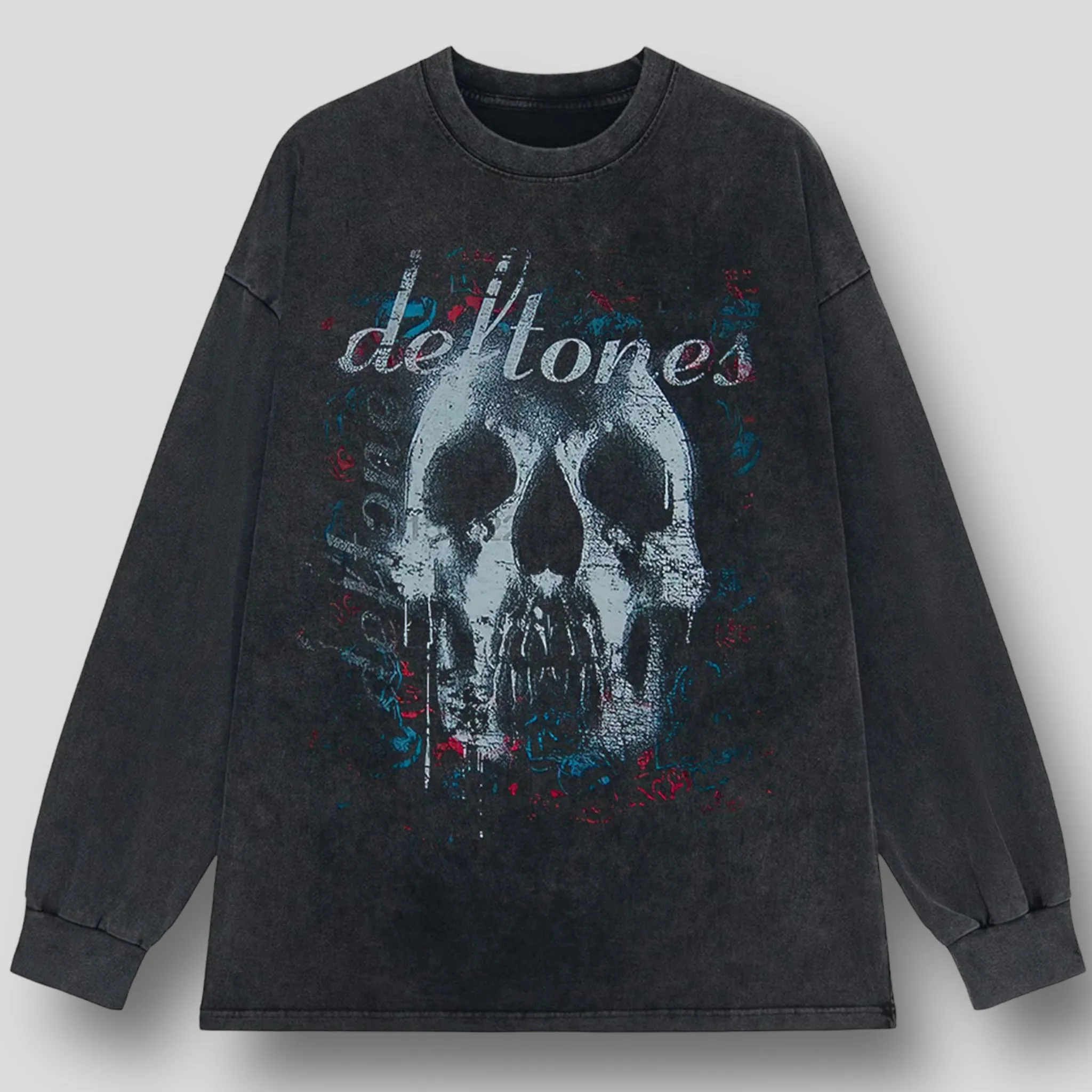 Azure Reverie: Oversized Gothic Graphic Tee