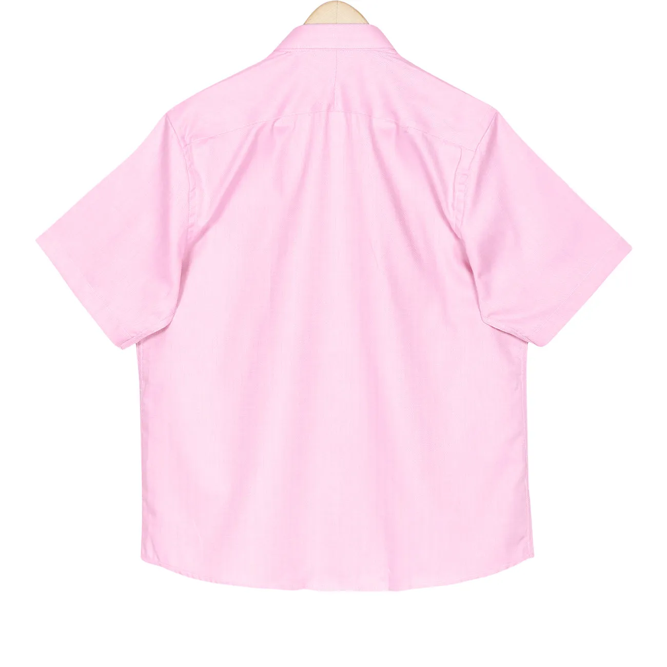 Baby Pink Herringbone Half Sleeve Giza Cotton Shirt