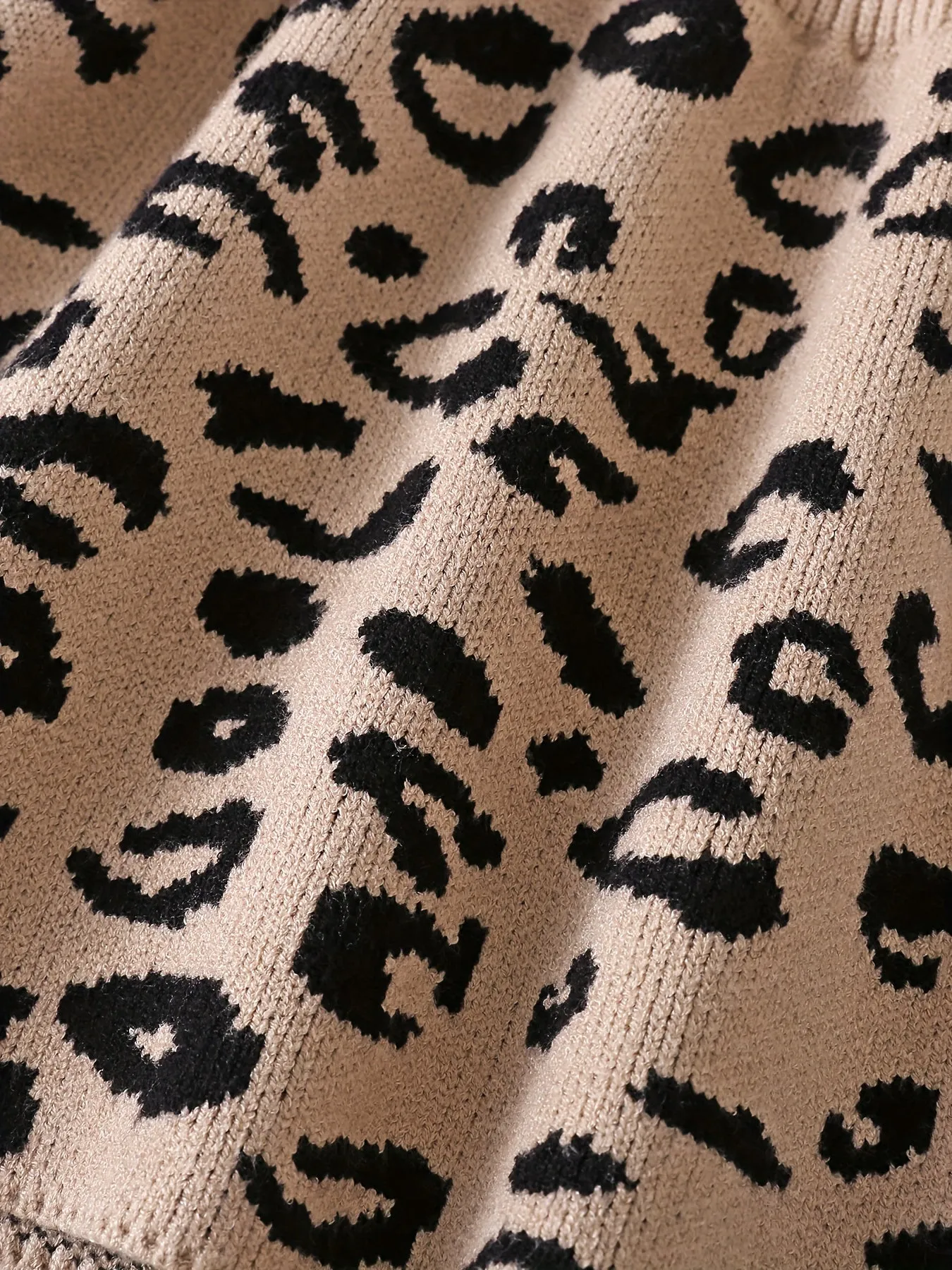 Baby's Trendy Leopard Pattern Sweater, Cable Knit Long Sleeve Top, Toddler & Infant Girl's Clothing For Fall Winter