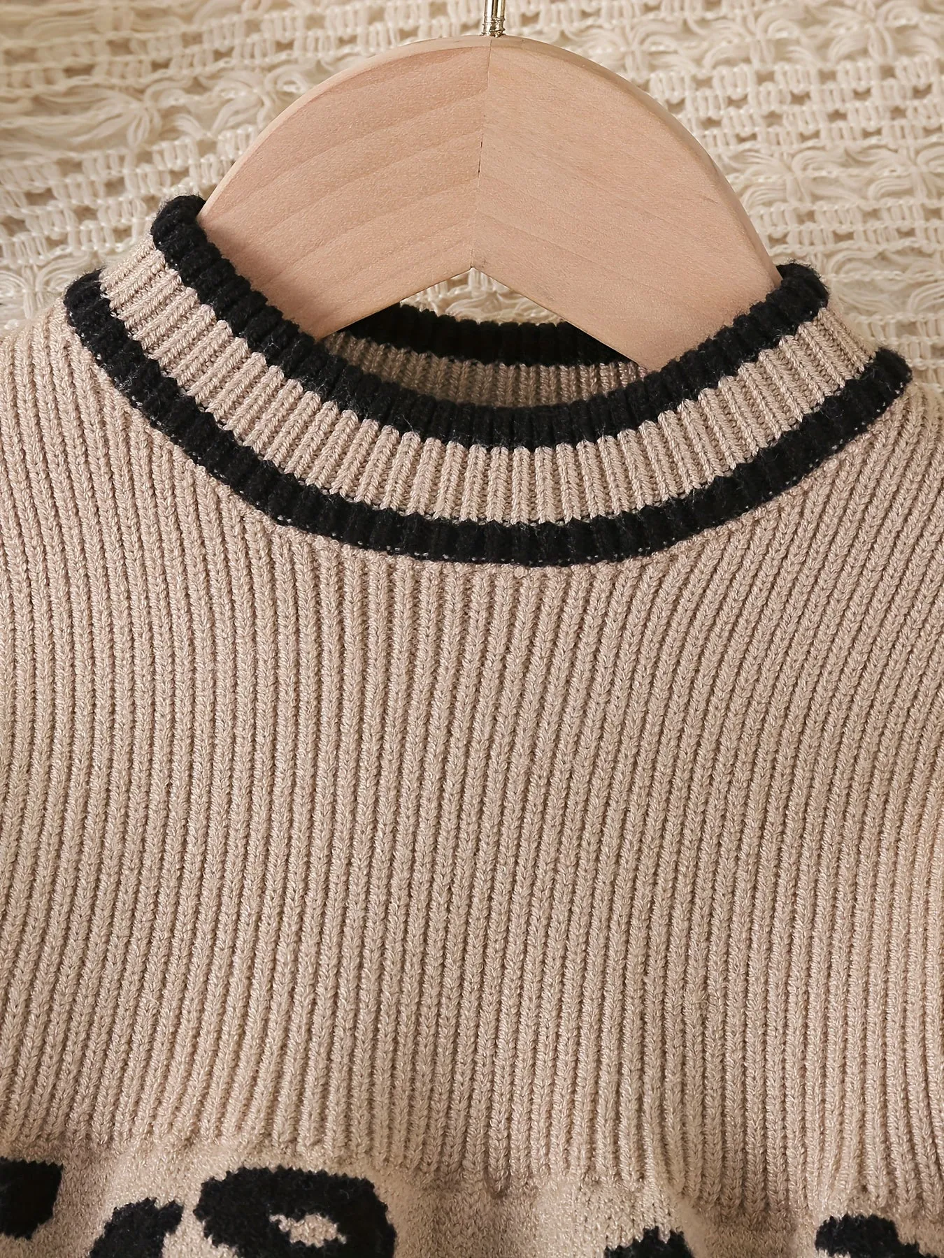 Baby's Trendy Leopard Pattern Sweater, Cable Knit Long Sleeve Top, Toddler & Infant Girl's Clothing For Fall Winter