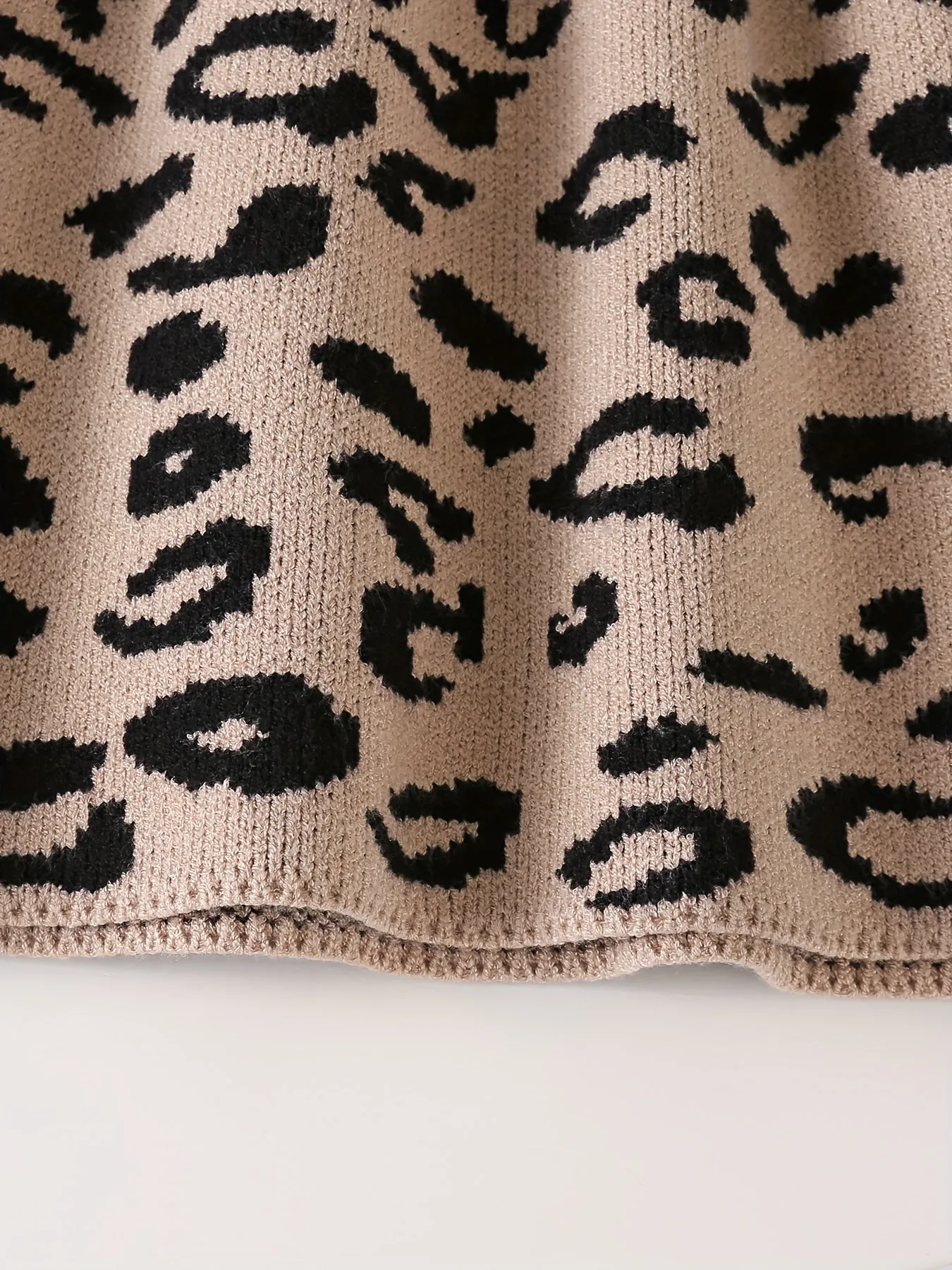 Baby's Trendy Leopard Pattern Sweater, Cable Knit Long Sleeve Top, Toddler & Infant Girl's Clothing For Fall Winter