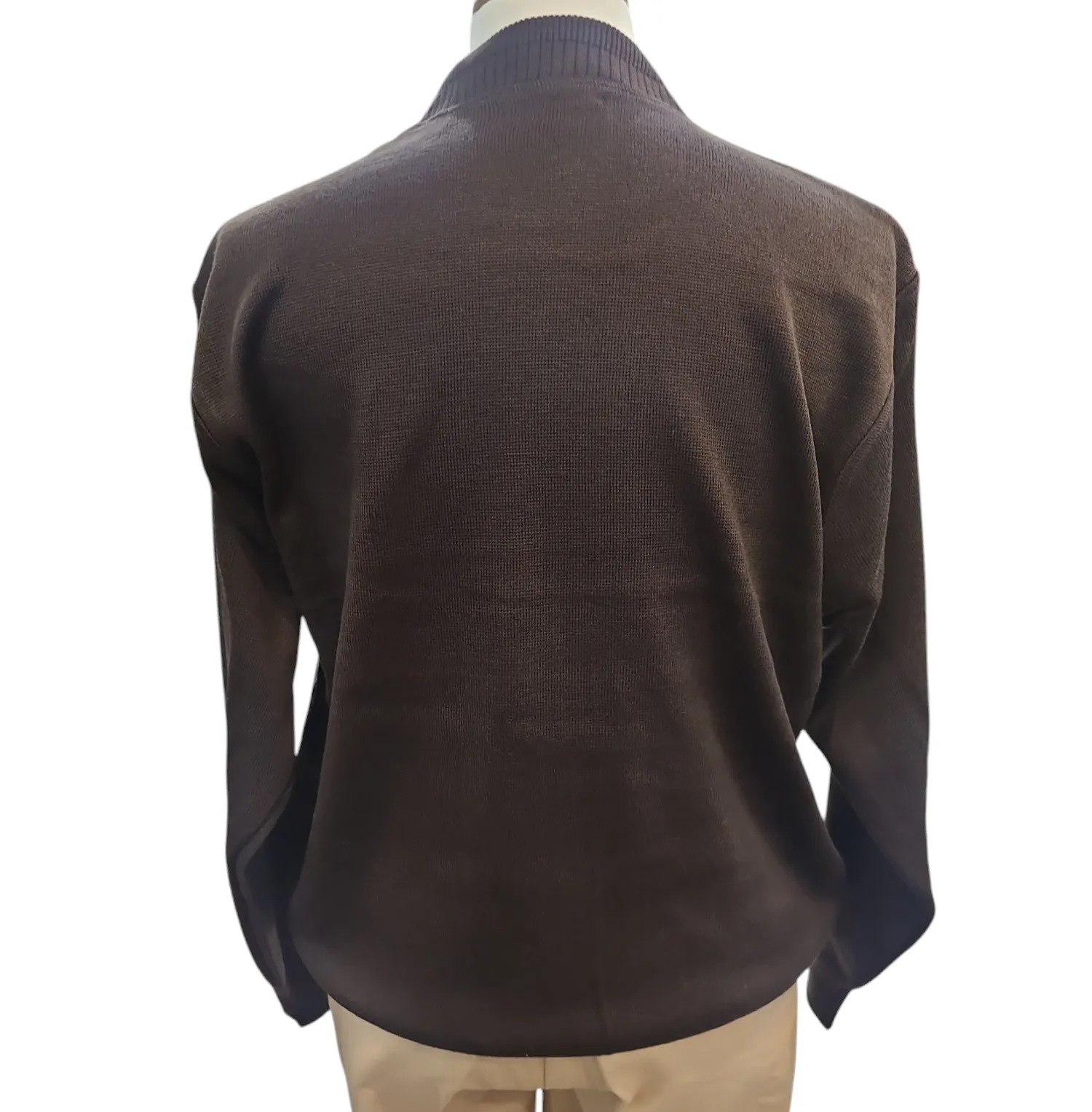 Bagazio Crew Neck Full Zipper PU Sweaters