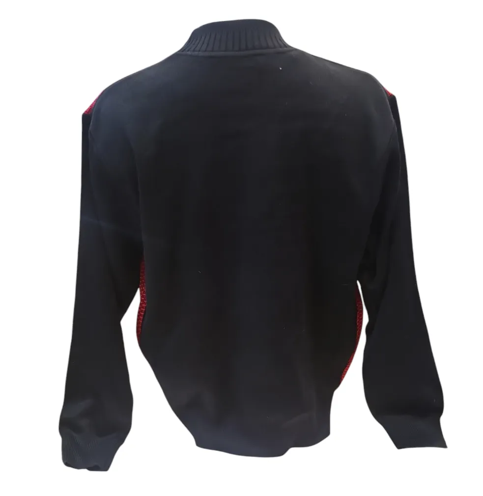 Bagazio Crew Neck Full Zipper PU Sweaters
