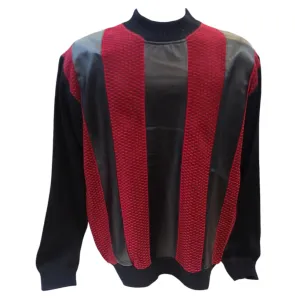 Bagazio Crew Neck Full Zipper PU Sweaters
