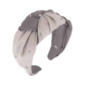 Bari Lynn Crystallized 2 Tone Satin Knot Headband - Grey