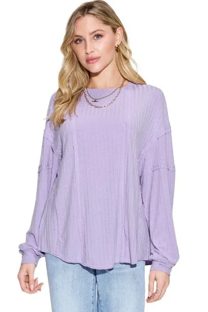 Basic Bae Ribbed Round Neck T-Shirt Long Sleeve Stylish Comfortable Slim Fit