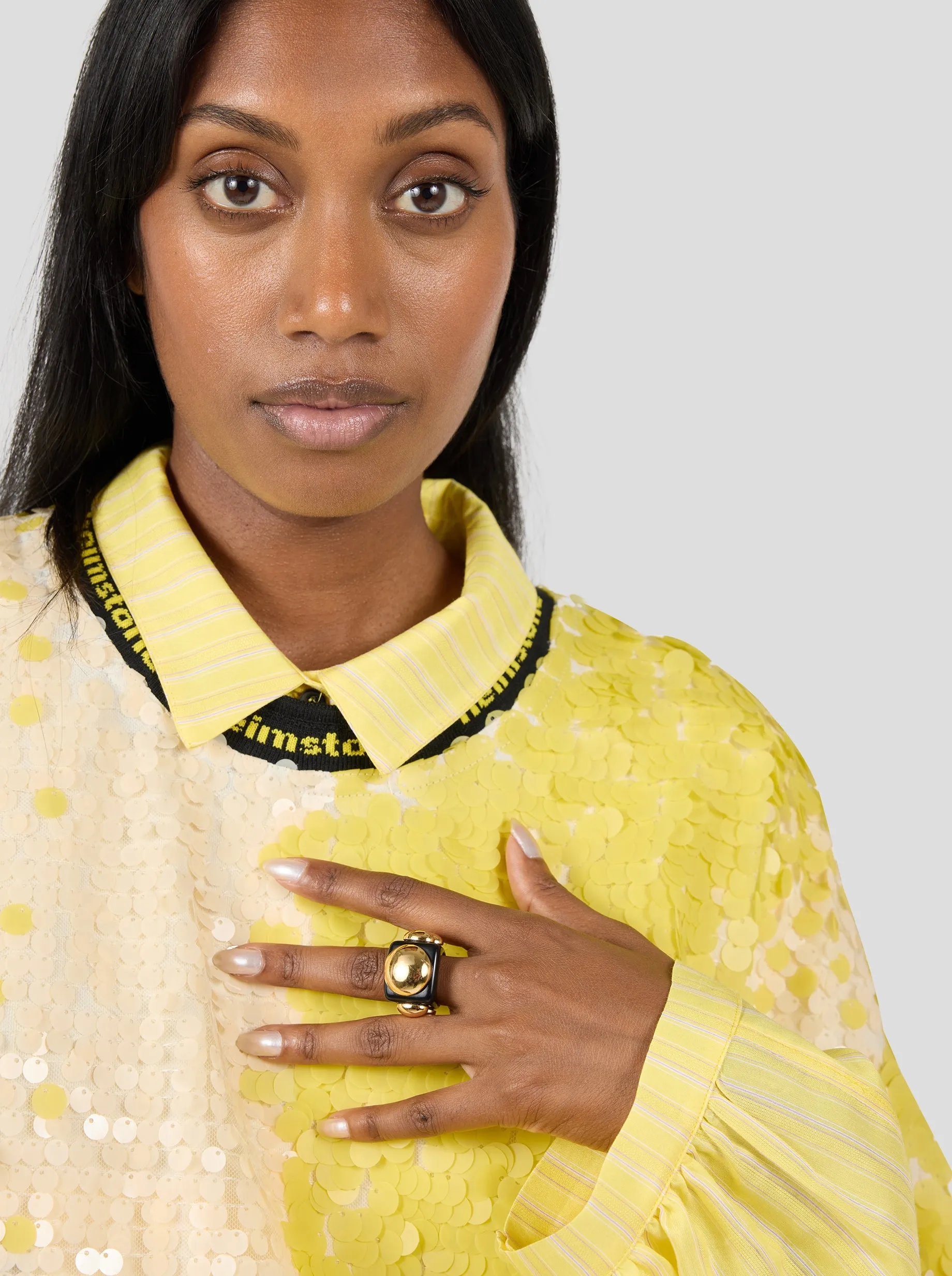 Basket t-shirt in Sequins Yellow Meringue