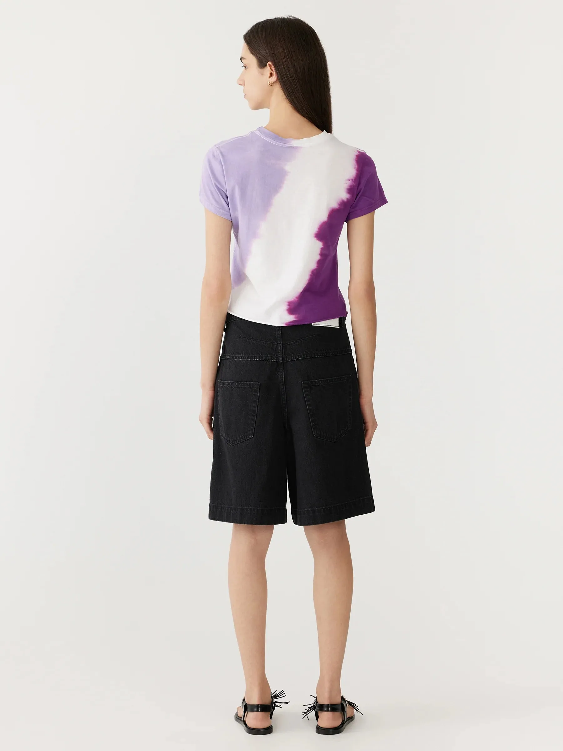 Bassike Raw Edge Baby Tee in Faded Lavender, White and Violet Dye