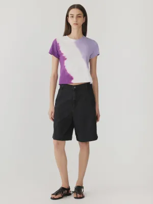 Bassike Raw Edge Baby Tee in Faded Lavender, White and Violet Dye