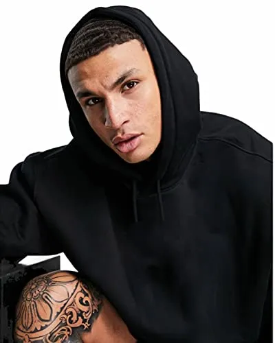 BE SAVAGE Basic Men's Cotton Hoodie,HDM Black_2XL