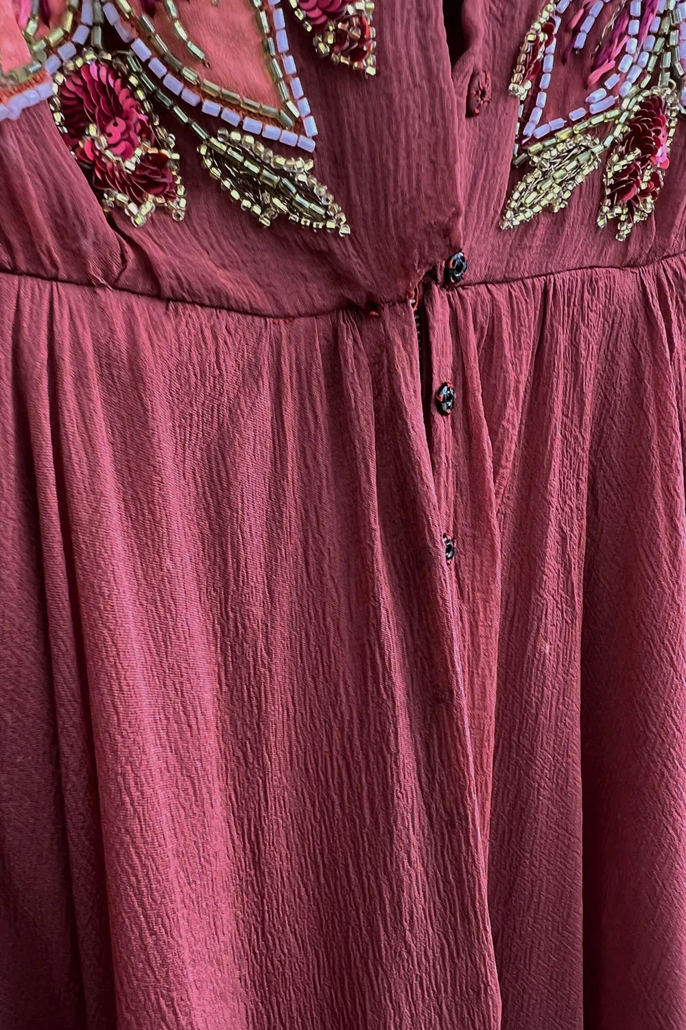 Beautiful 1974 Jean Louis Scherrer Haute Couture Hand Beaded & Applique Silk Chiffon Dress