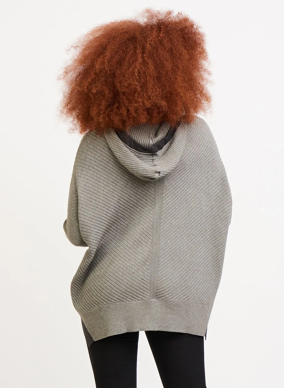 Beautiful Hooded Sweater with Contrast Side Trim