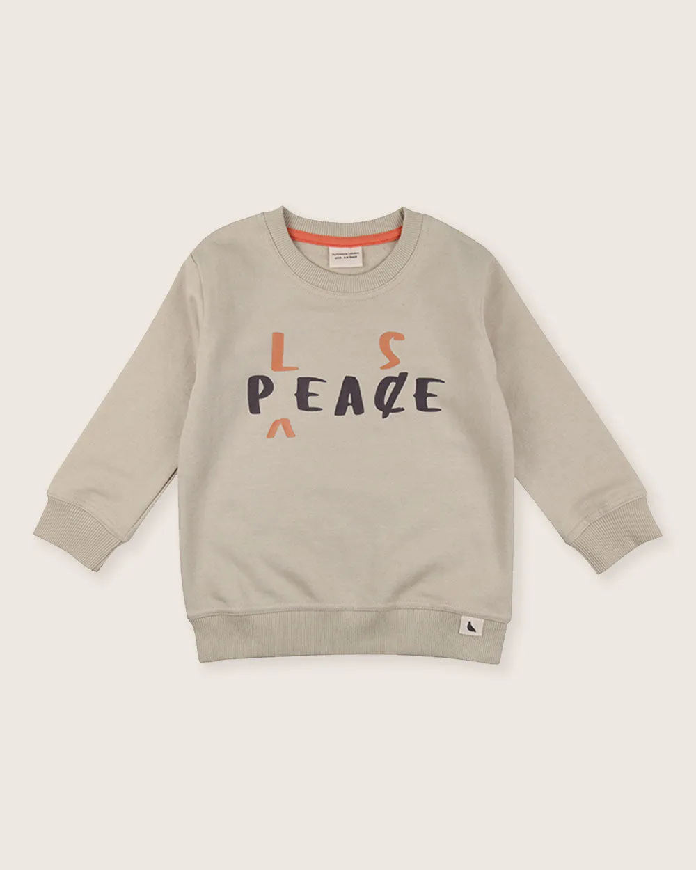 Beige Peace Please Slogan Print Sweatshirt