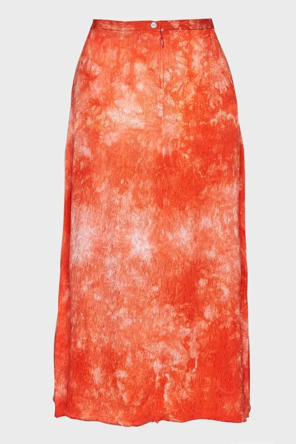 Bias Ripple Satin Tie Dye Skirt