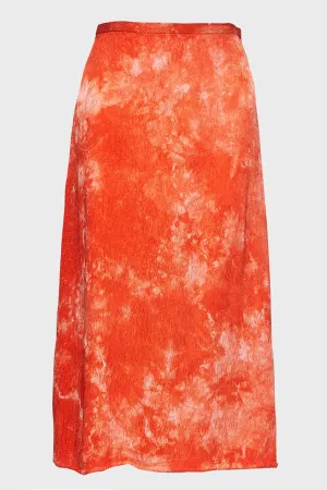 Bias Ripple Satin Tie Dye Skirt