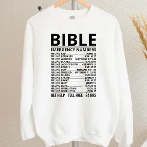 Bible Emergency Numbers Shirt | Crew neck | V Neck| Sweatshirt | Hoodie