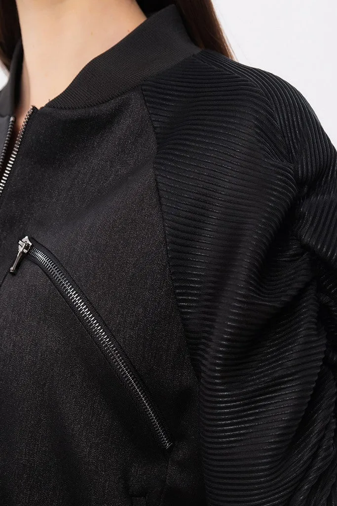 Black Day Long Sleeve Bomber with Pockets