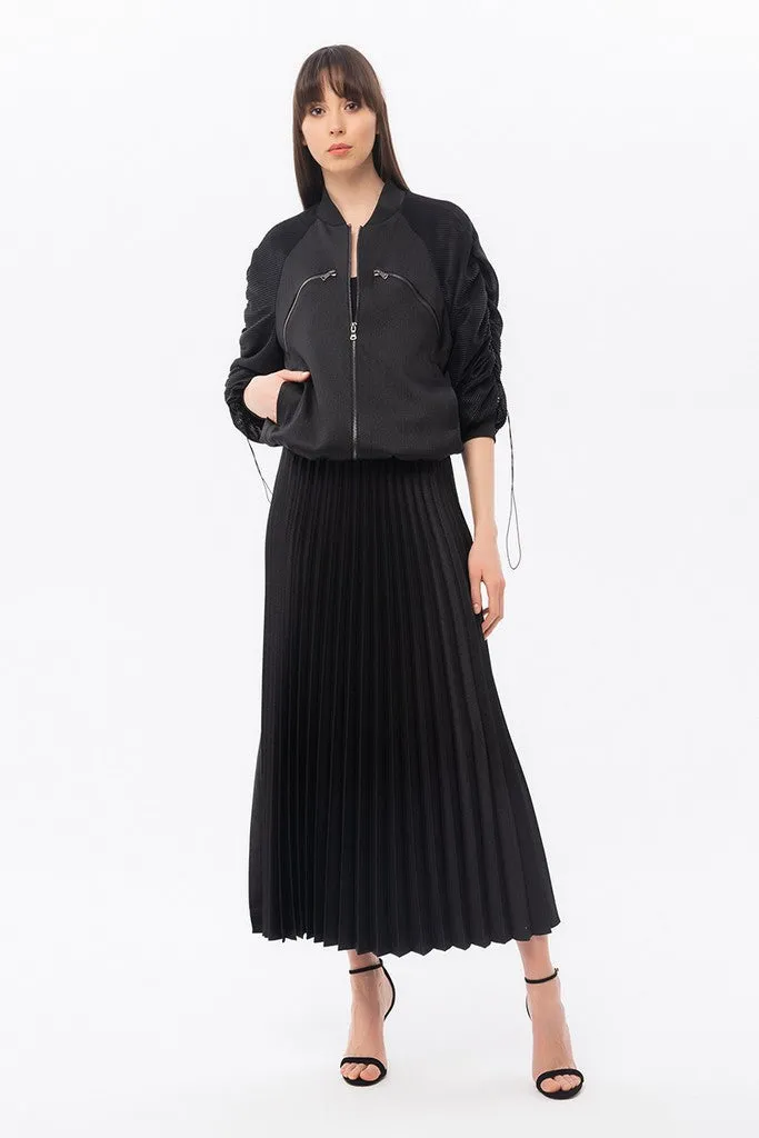 Black Day Long Sleeve Bomber with Pockets