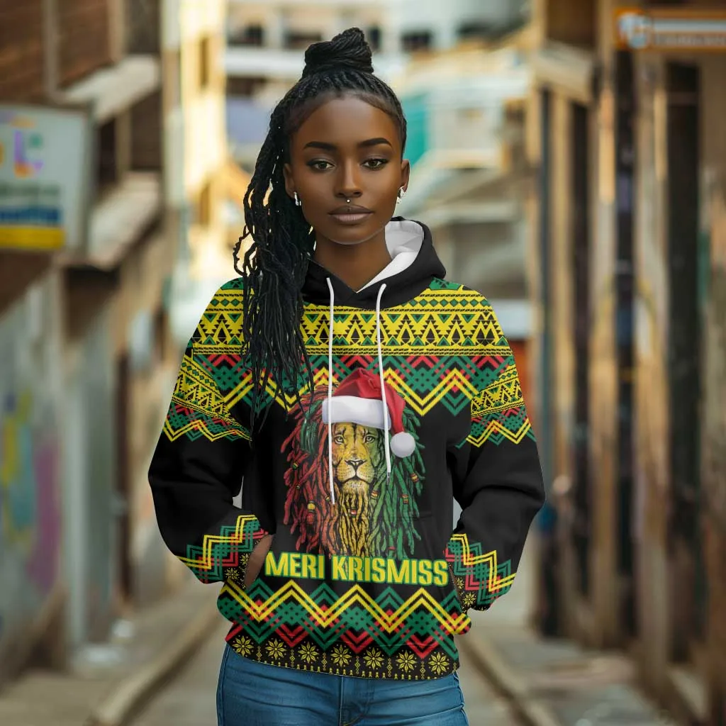 Black Jamaican Christmas Hoodie Reggae Lion With Kente Pattern LT18