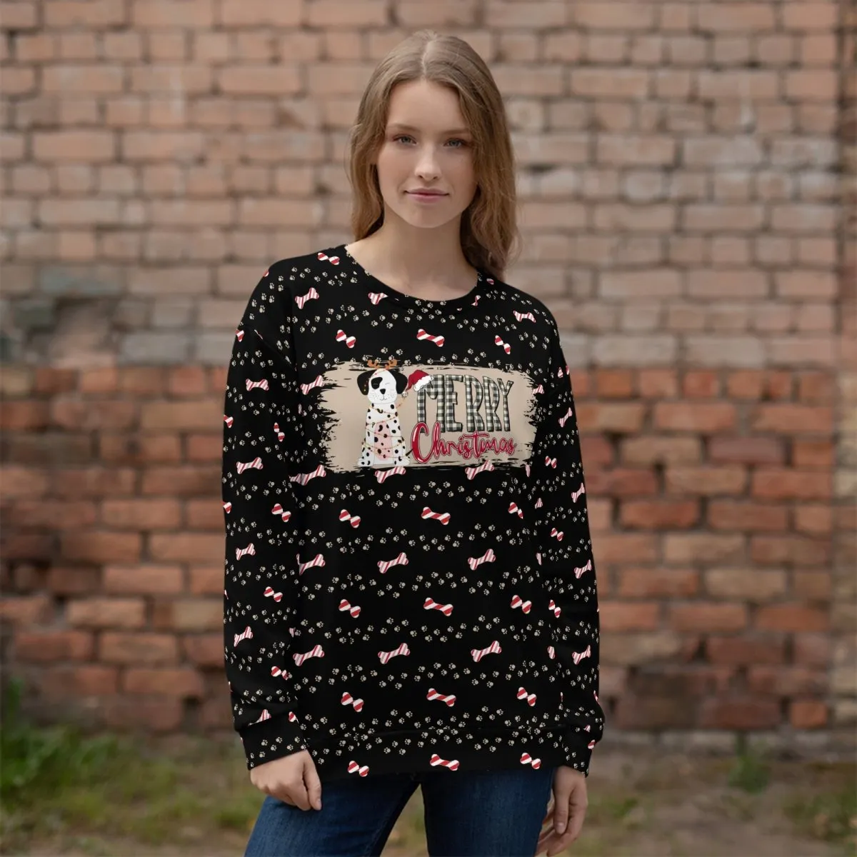 Black Merry Christmas Paw Sweatshirt
