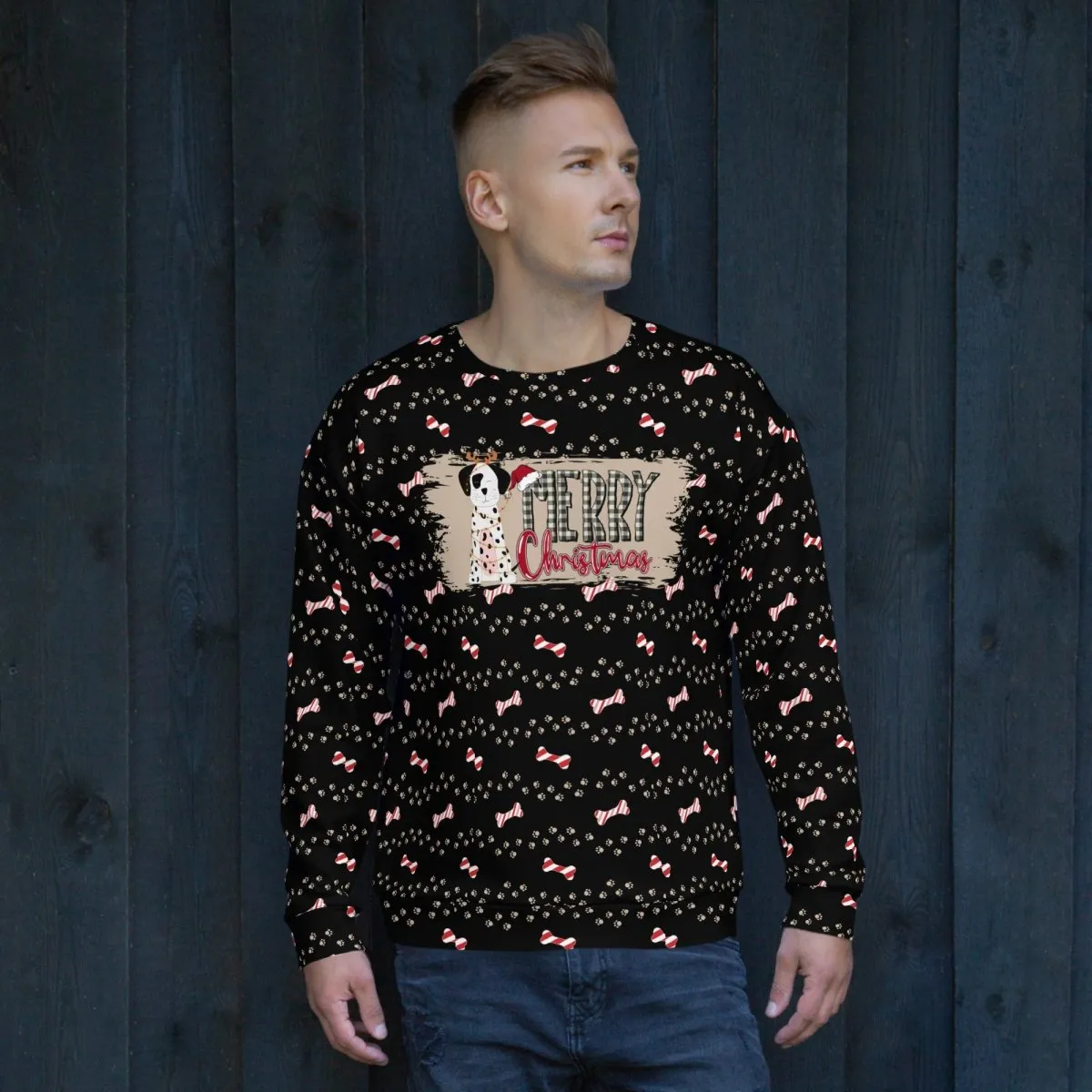 Black Merry Christmas Paw Sweatshirt