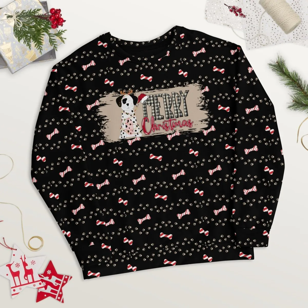 Black Merry Christmas Paw Sweatshirt