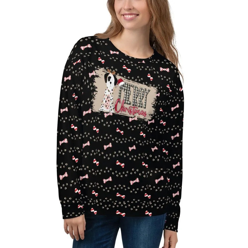 Black Merry Christmas Paw Sweatshirt