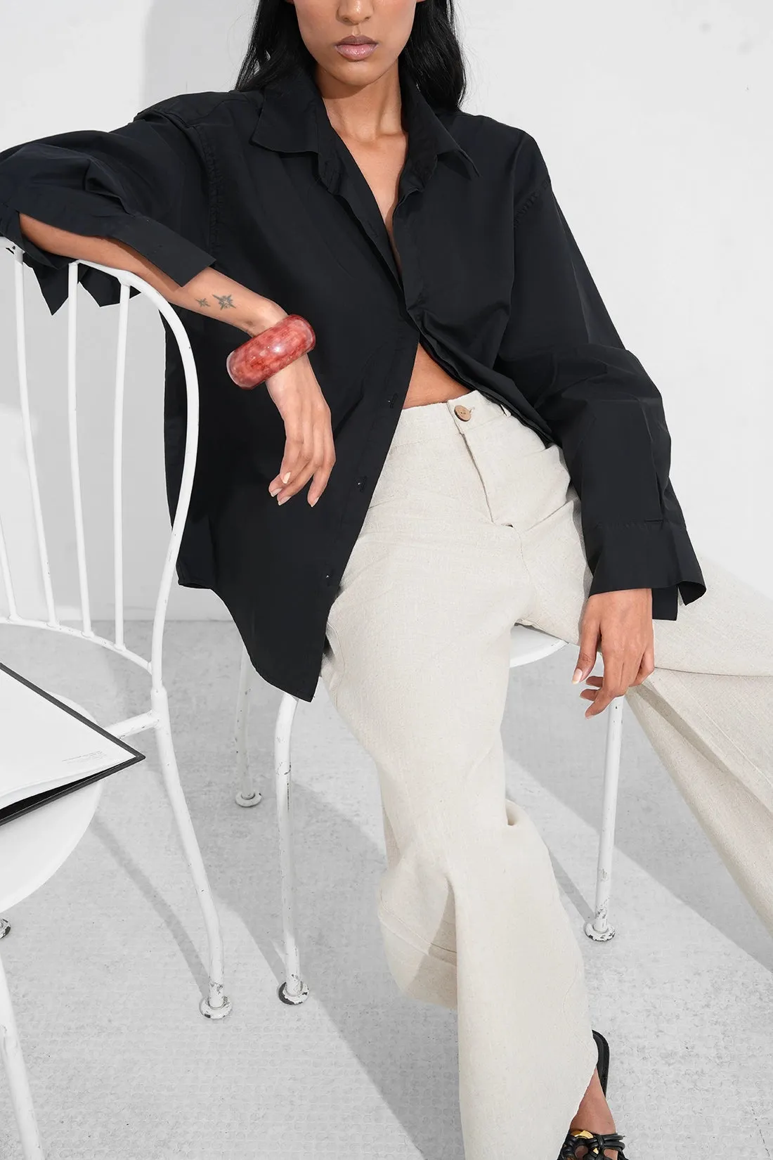 Black Oversized Cotton Shirt