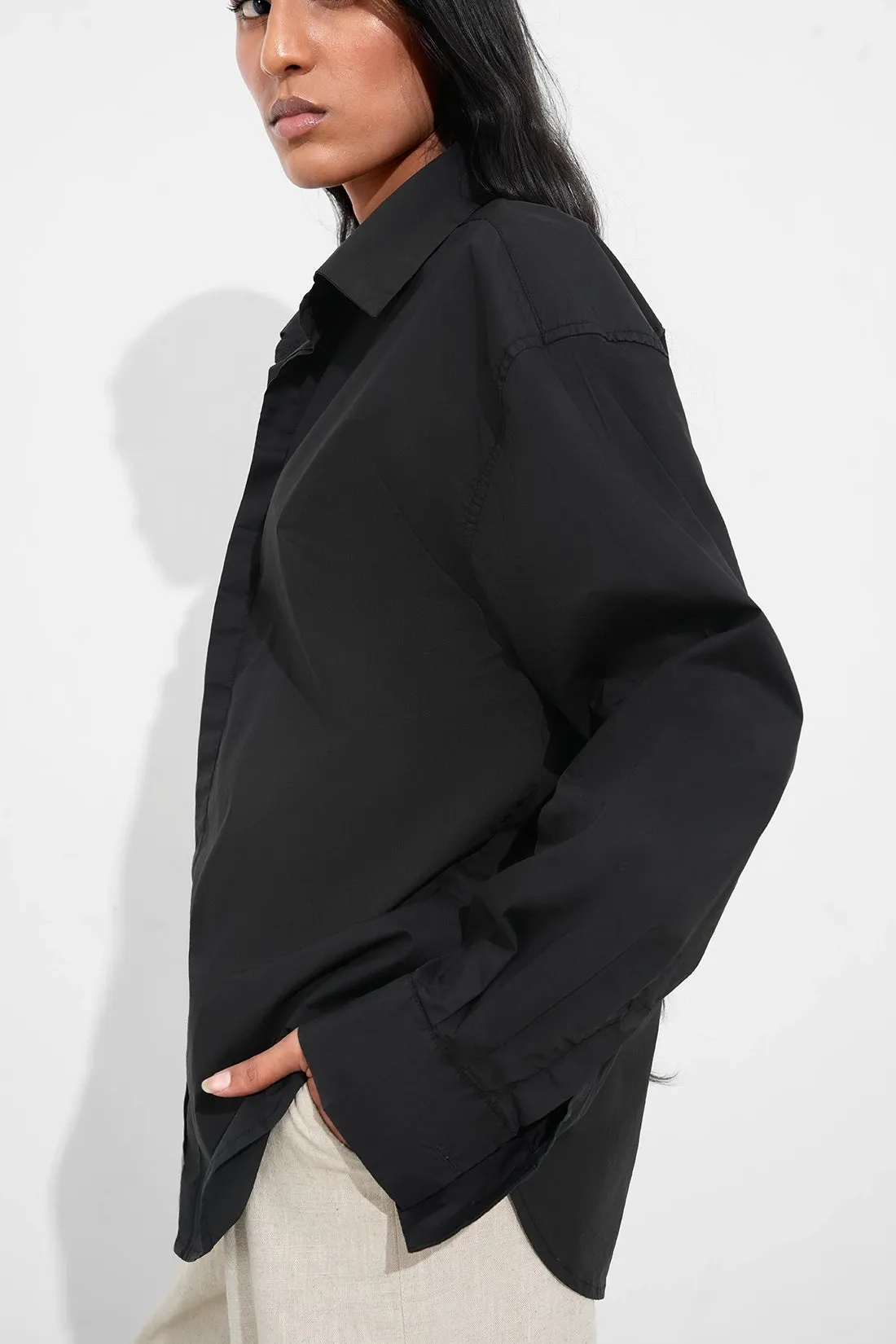 Black Oversized Cotton Shirt