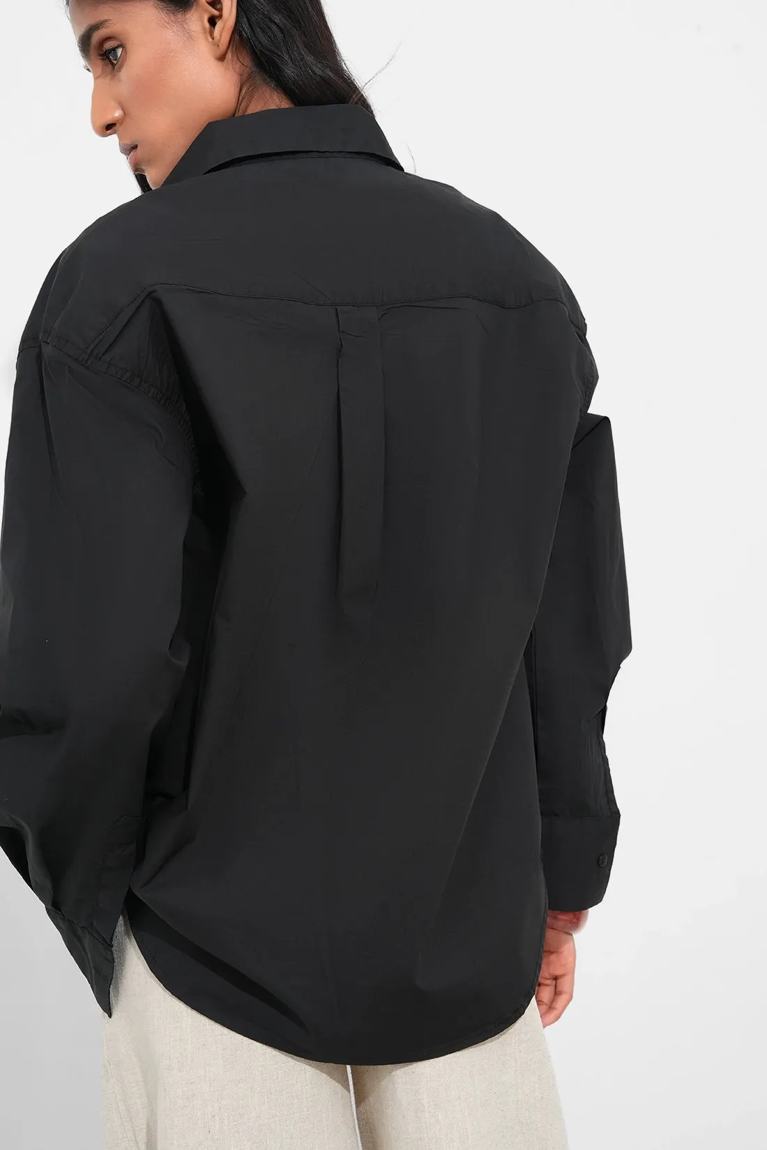 Black Oversized Cotton Shirt