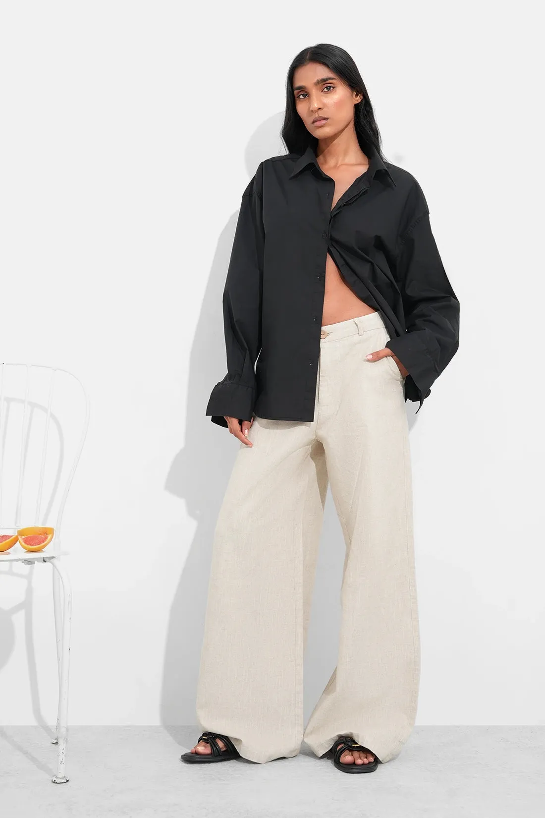 Black Oversized Cotton Shirt