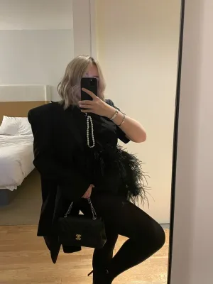 Black Oversized Feather T Shirt