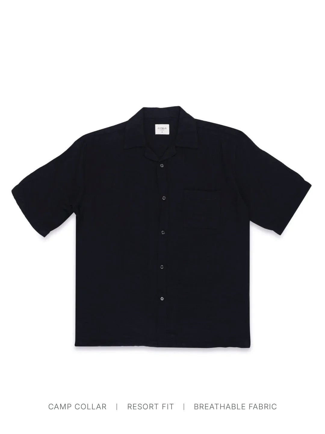 Black Plain Resort Shirt