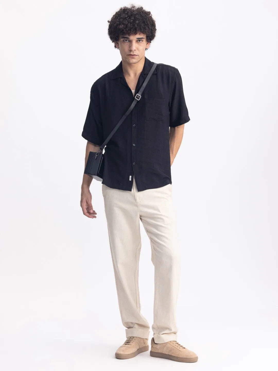 Black Plain Resort Shirt