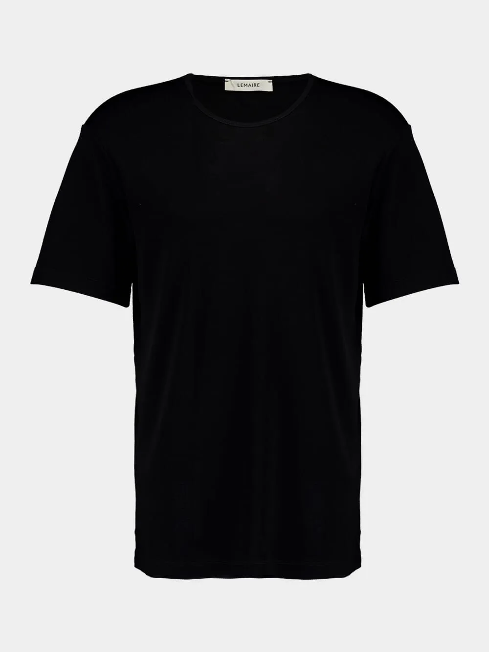 Black Ribbed U-Neck T-Shirt