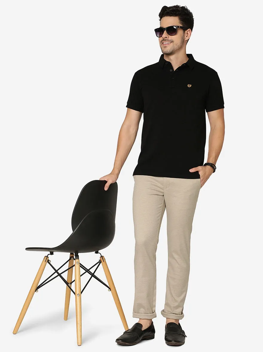 Black Solid Slim Fit Polo T-Shirt | JadeBlue