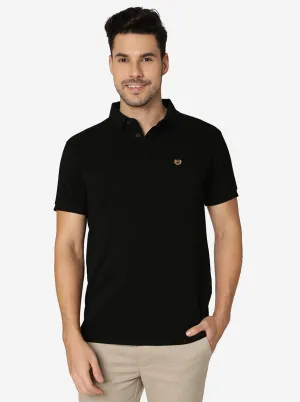 Black Solid Slim Fit Polo T-Shirt | JadeBlue
