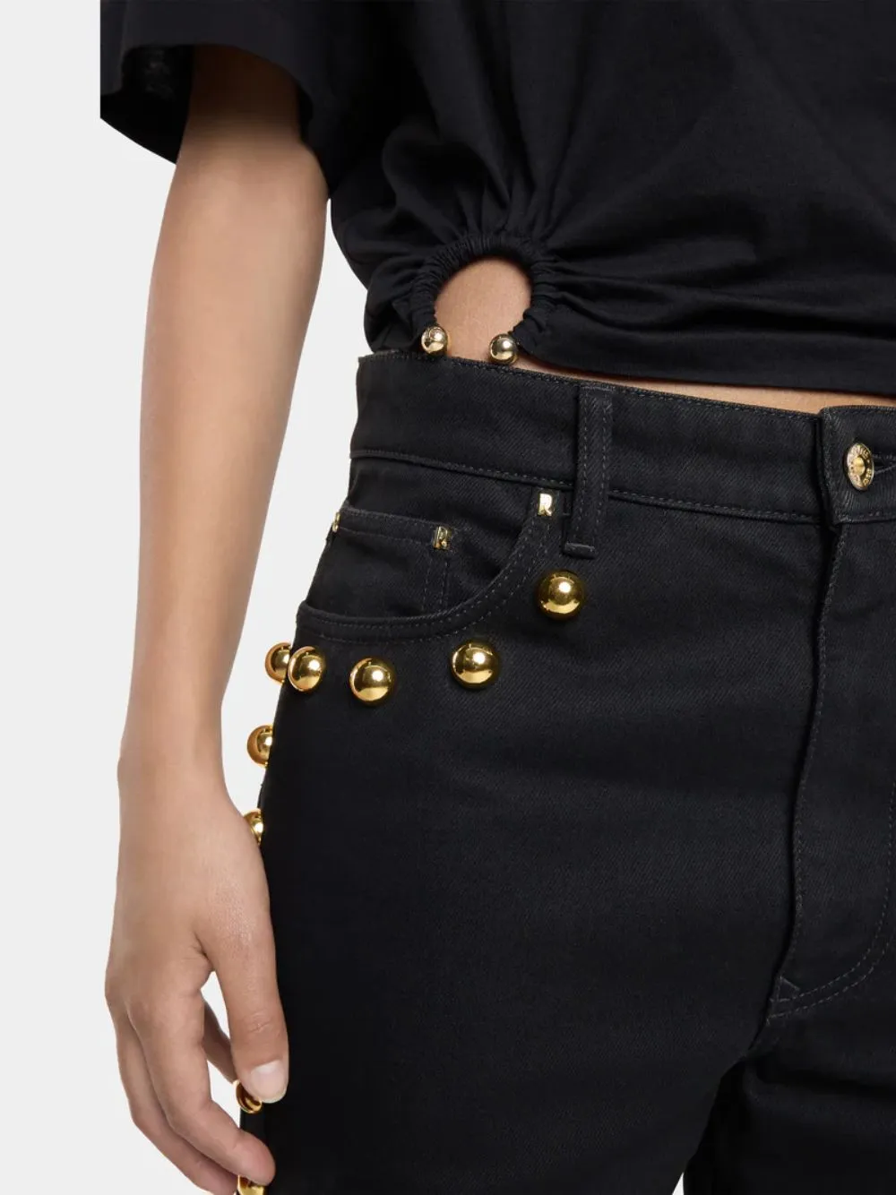 Black T-Shirt With Piercing