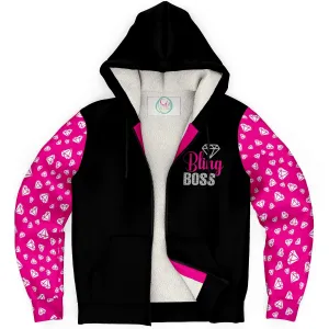Bling Boss, Hot Pink and Black Micro-fleece Lined Hoodie
