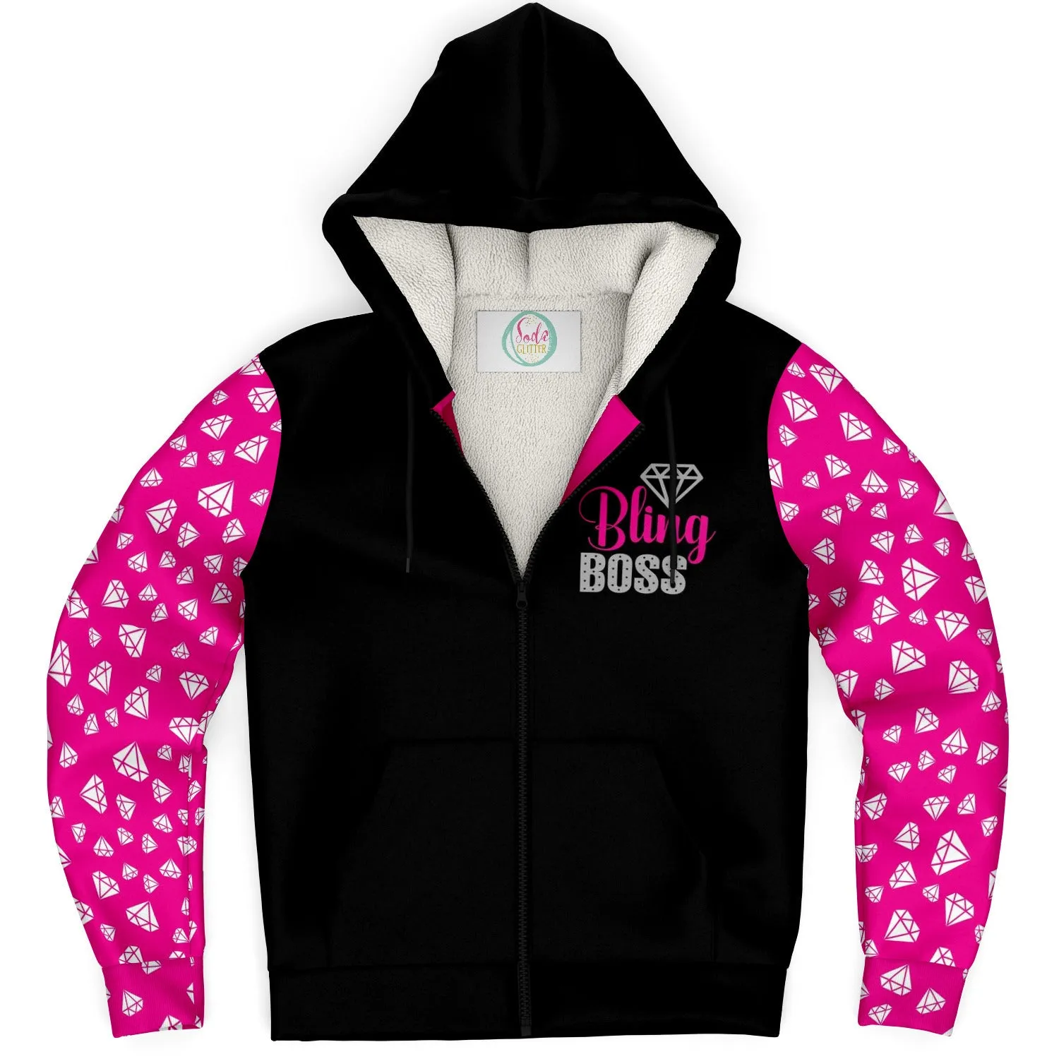 Bling Boss, Hot Pink and Black Micro-fleece Lined Hoodie