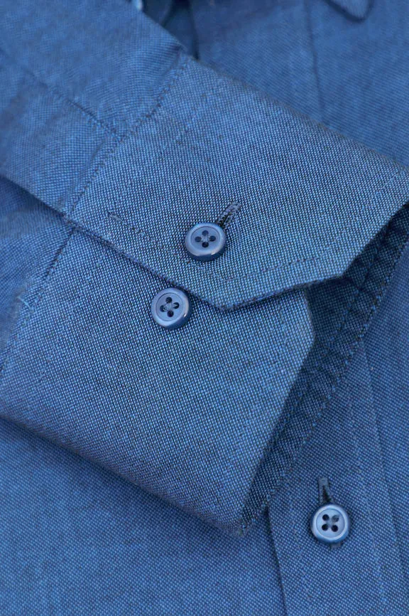 Blue Self Textured Casual Shirt