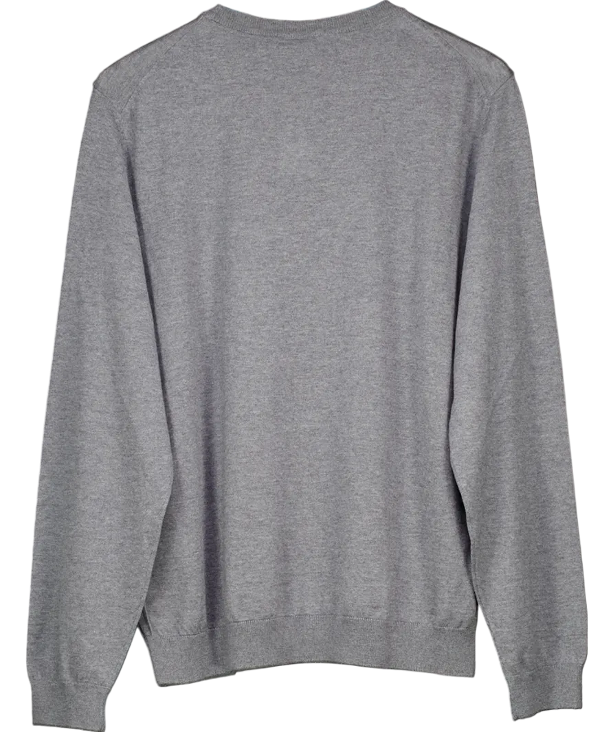 BOSS Grey Merino Wool Slim Fit Sweater UK L