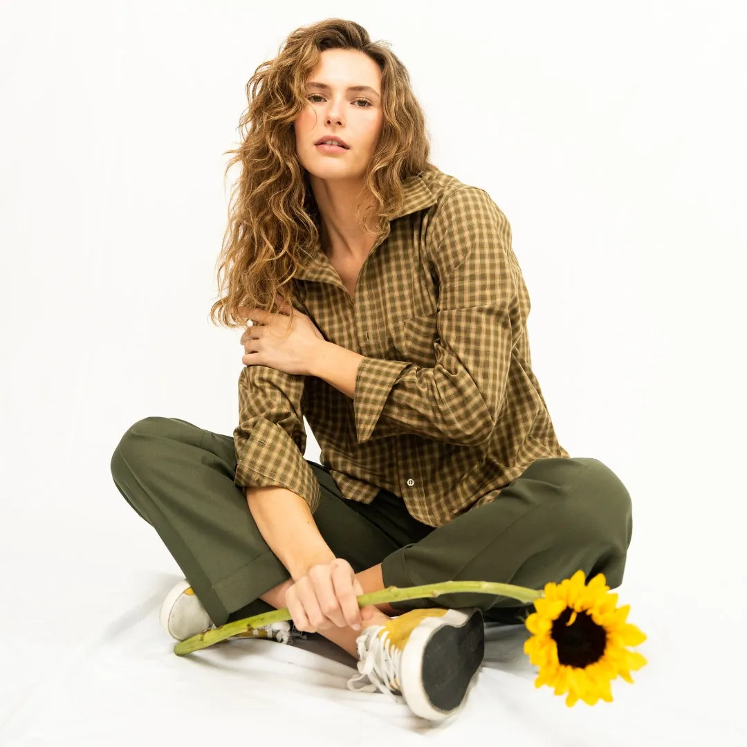 Boyfriend Shirt-Green Plaid