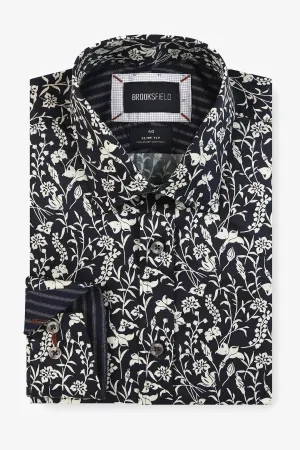 Brooksfield | Floral Print Dress Shirt Slim Fit